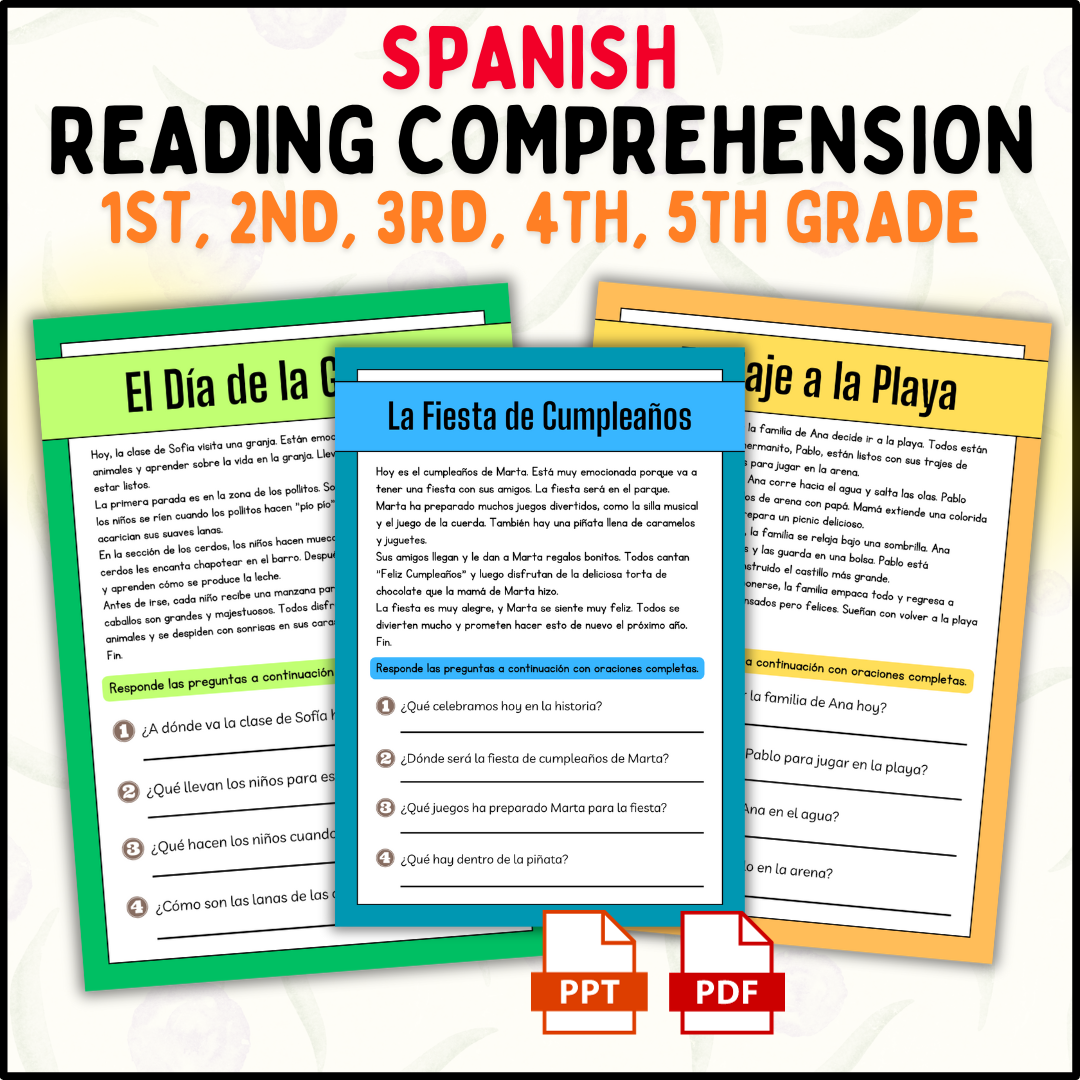 Spanish Reading Comprehension Passages 1st 2nd 3rd 4th 5th Grade Made By Teachers