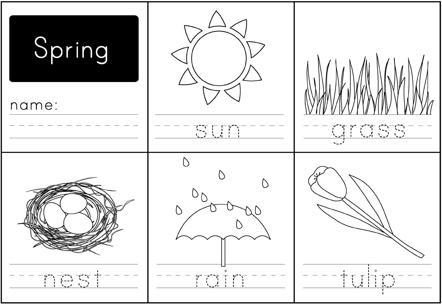 Free Printable Kindergarten Spring Worksheets