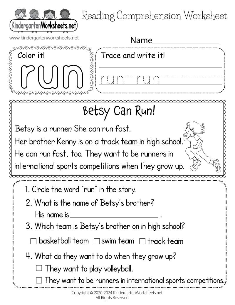 Summer Athletics Reading Worksheet Free Printable Digital PDF