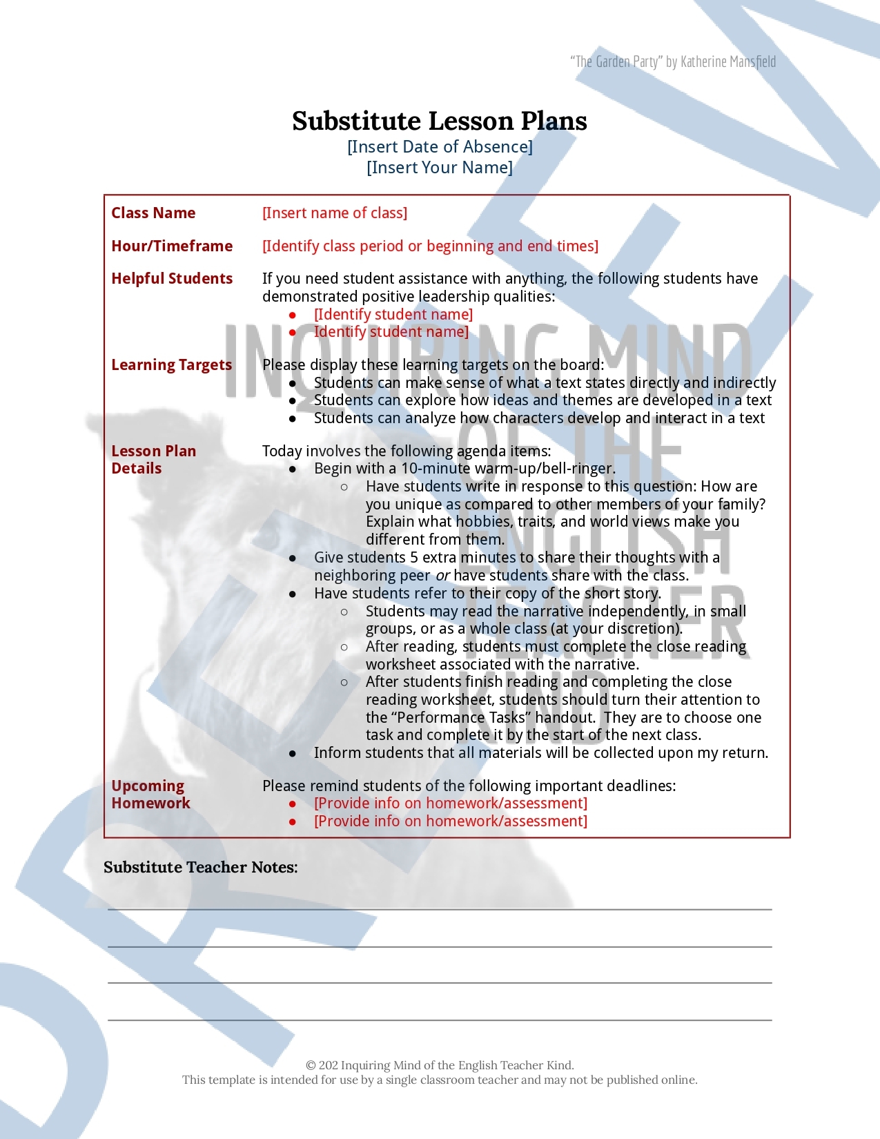 Mansfield Public School Free Printable Worksheet