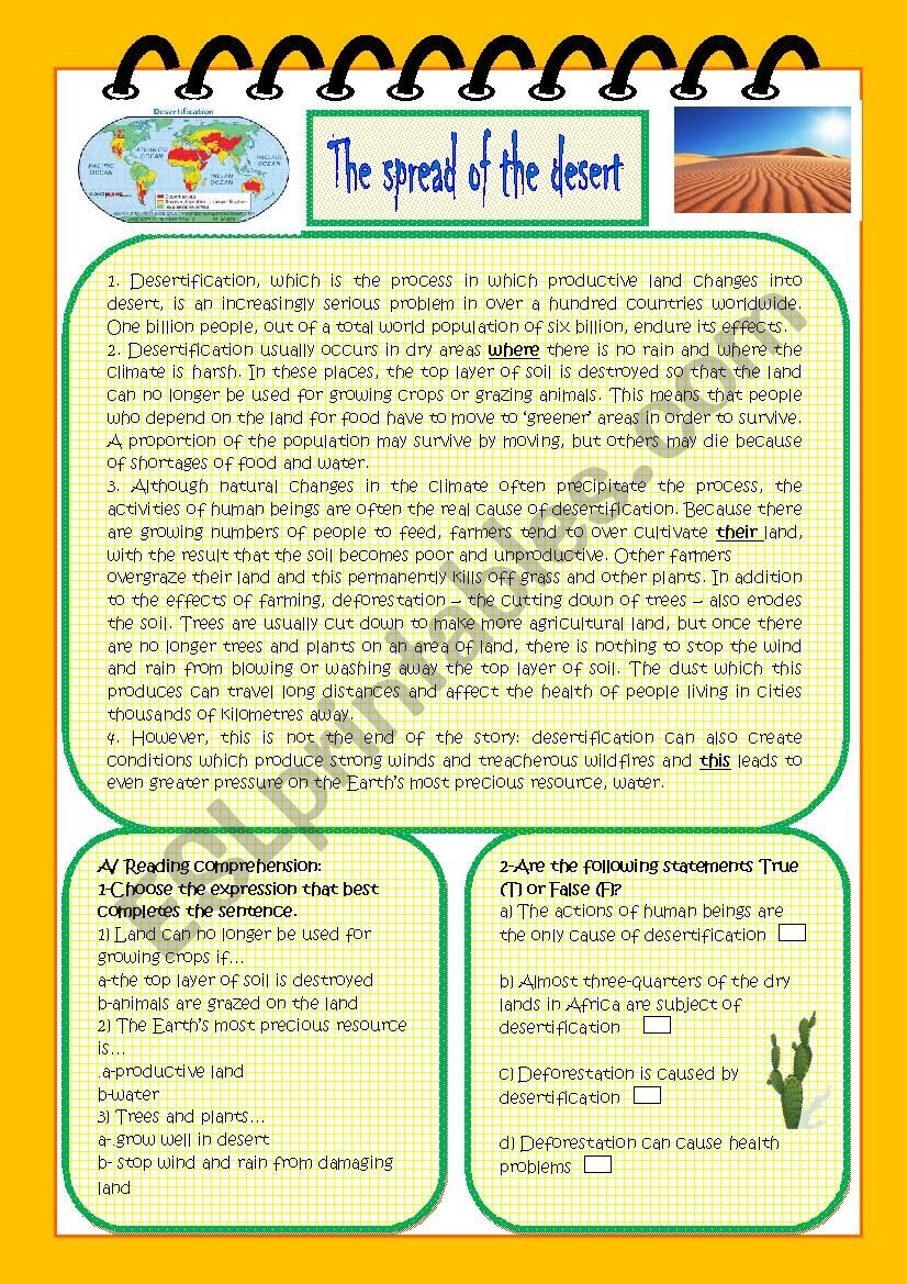 THE SPREAD OF THE DESERT ESL Worksheet By Hallouma