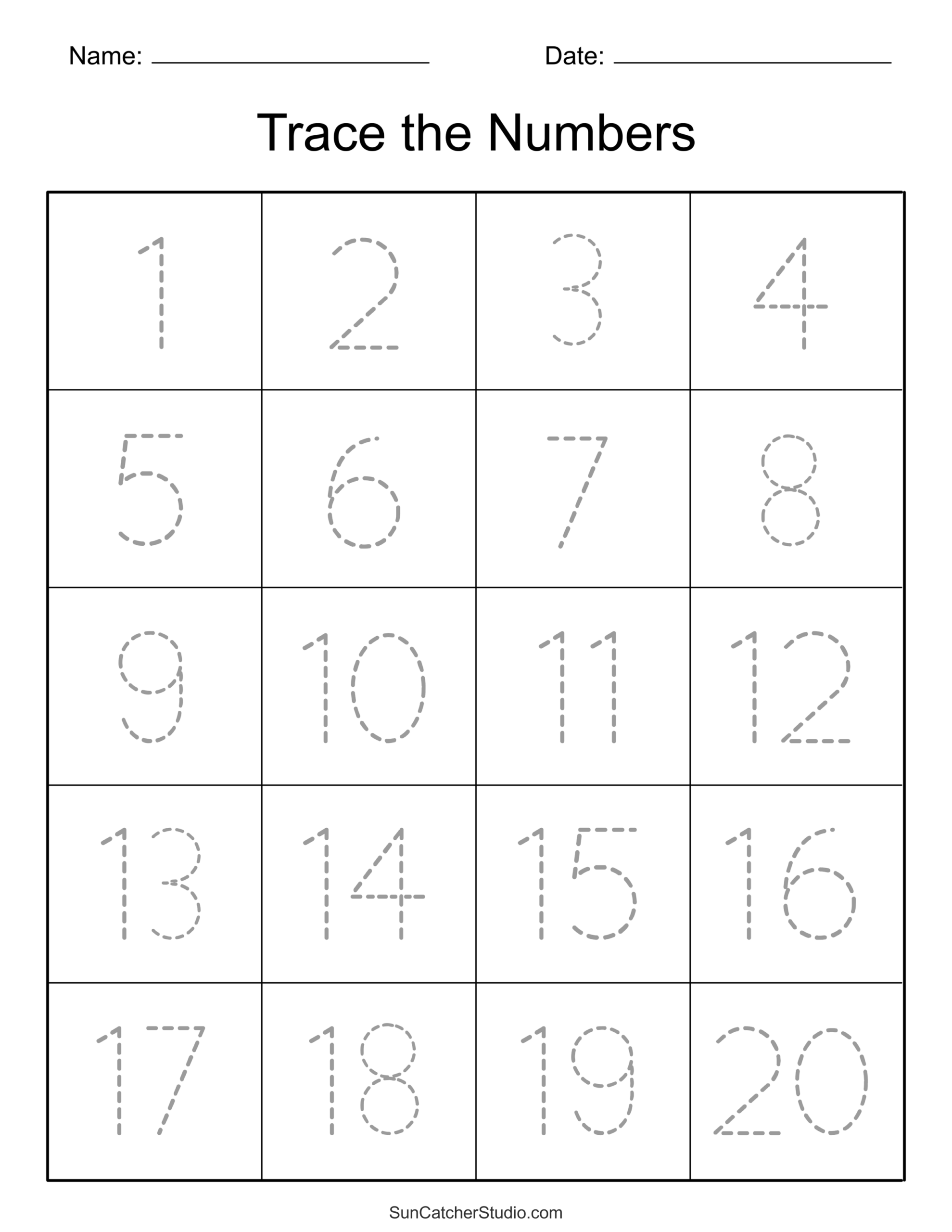 Free Printable Number Tracing Worksheet