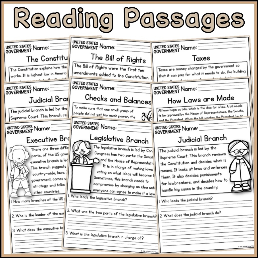 Civics Reading Comprehension Worksheets