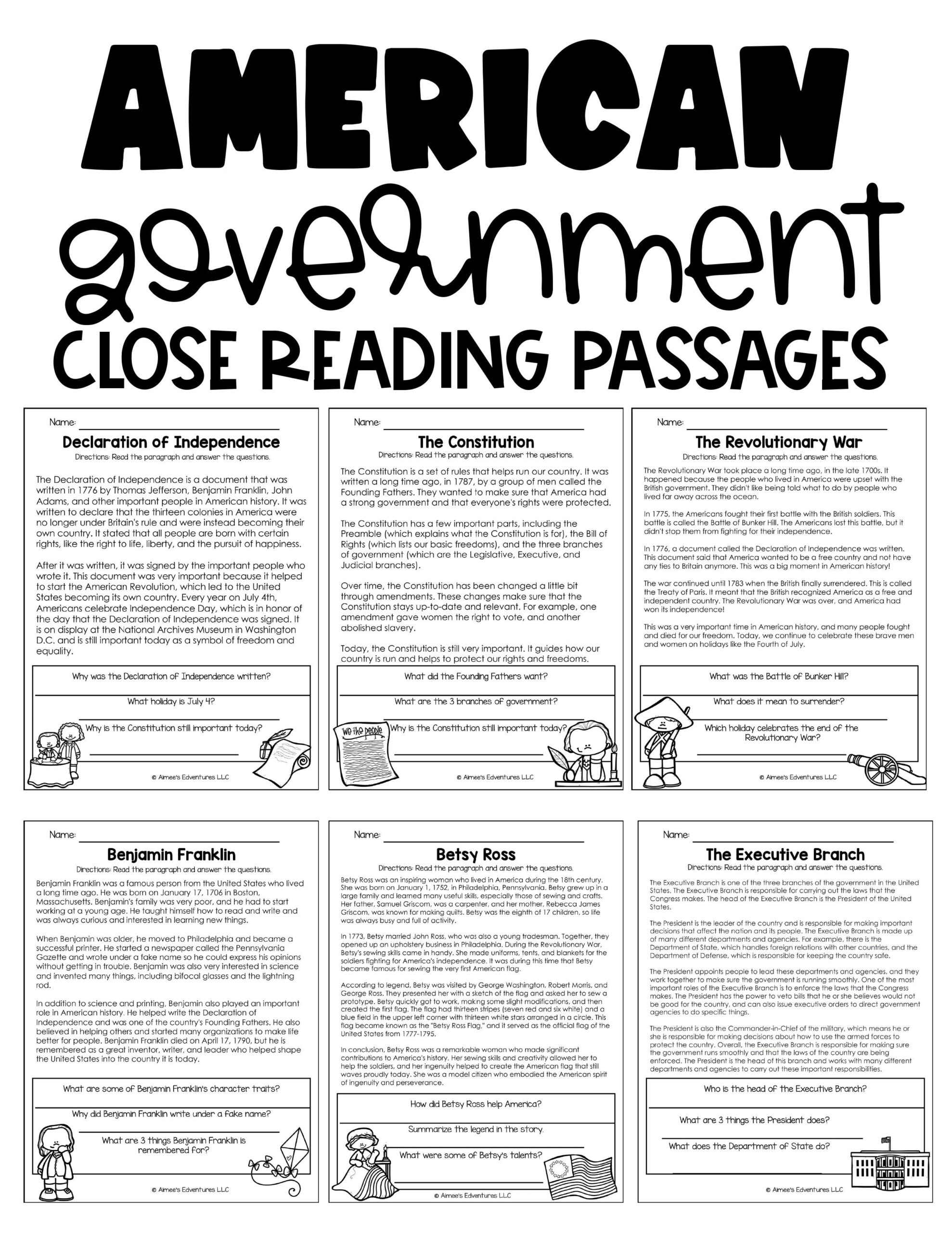 US History Government Close Reading Passages Activity Reading Worksheets Library US History Government Close Reading Passages Activity Reading Worksheets Library