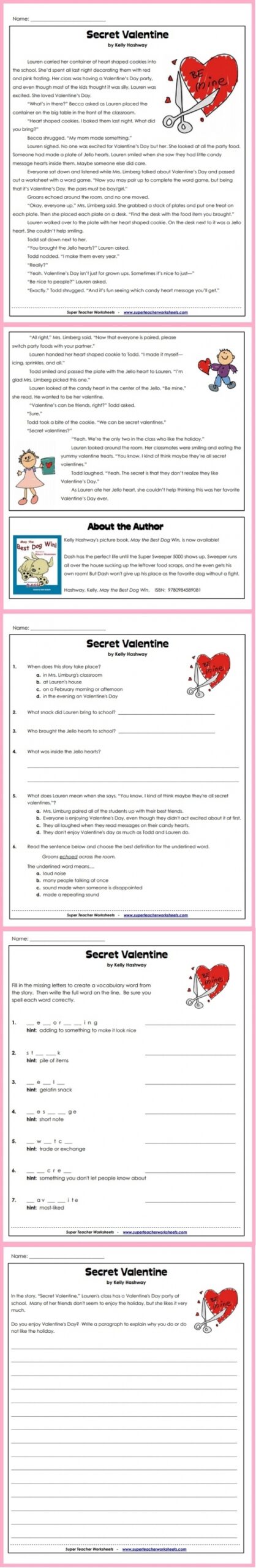 Valentine s Day Reading Comprehension Activity Valentine s Day Reading Comprehension Activity