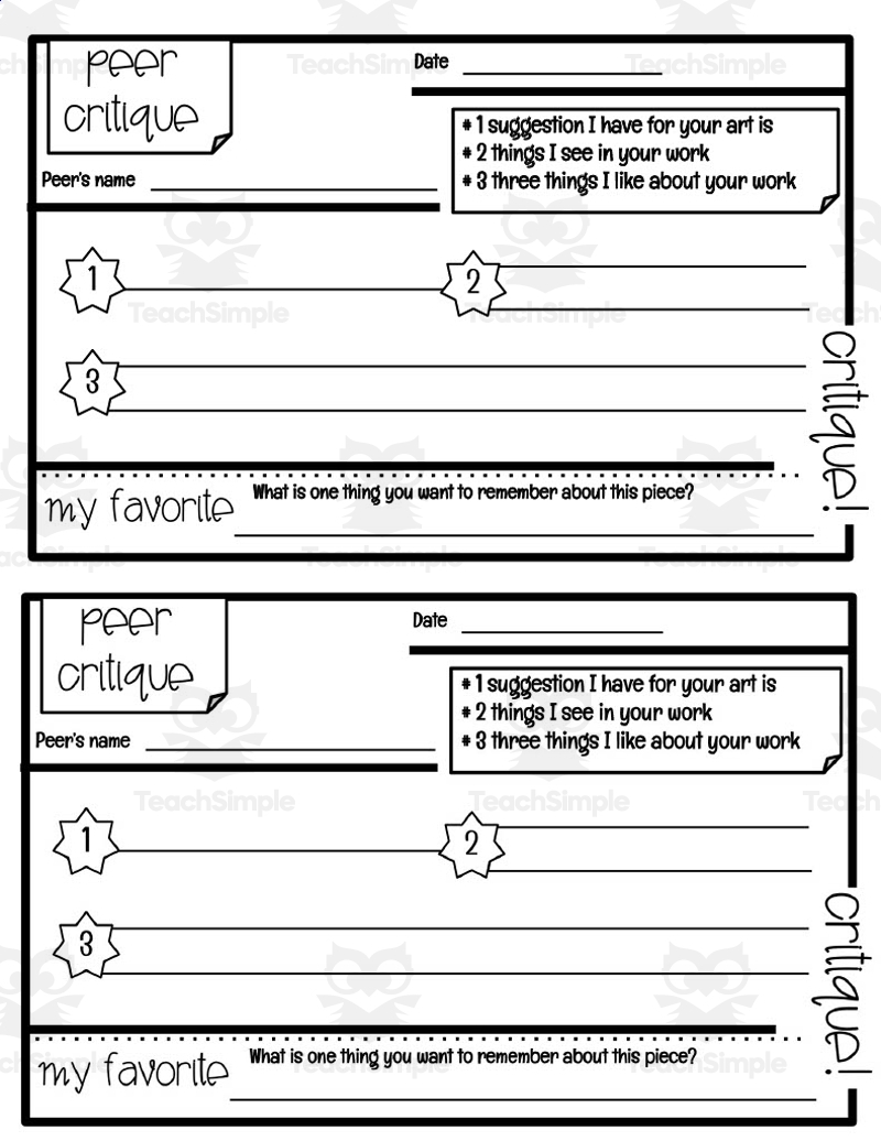 Visual Art Critique Worksheets Punch Cards By Teach Simple Visual Art Critique Worksheets Punch Cards By Teach Simple
