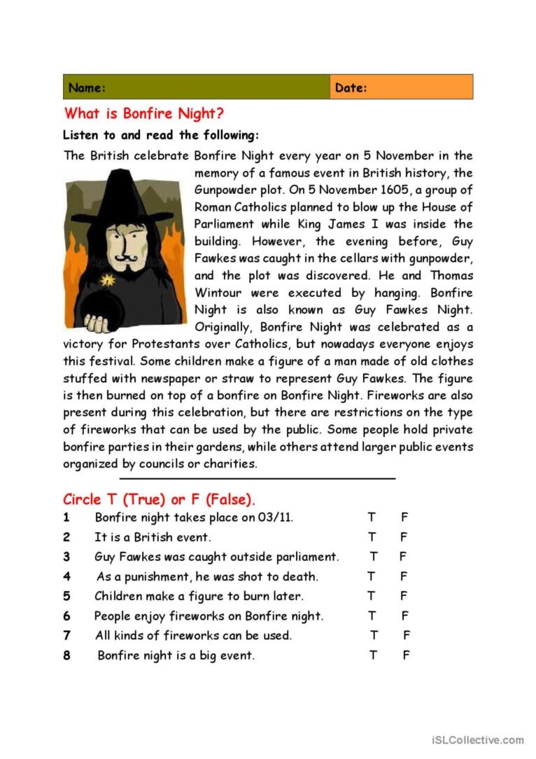 What Is Bonfire Night Reading For D English ESL Worksheets Pdf Doc