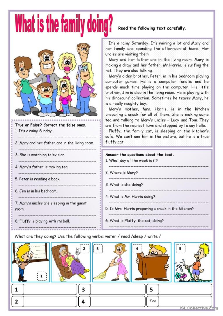 What Is The Family Doing English ESL Worksheets Pdf Doc