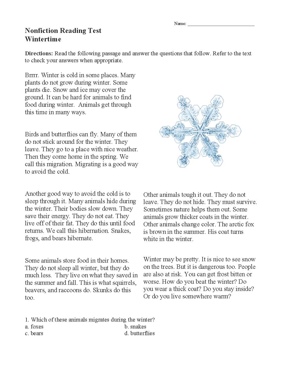 Free Weather Reading Comprehension Worksheets